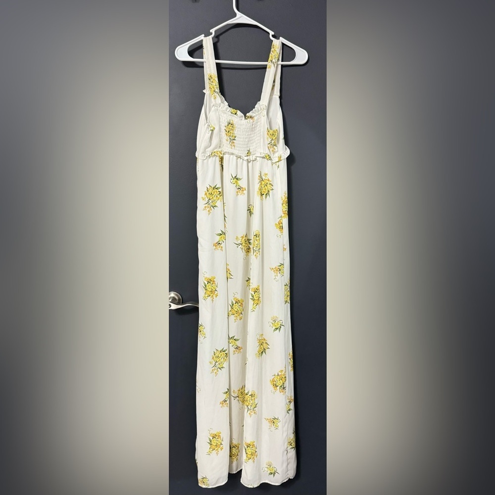 Show Me Your MuMu White Maxi Dress with Yellow Floral Print